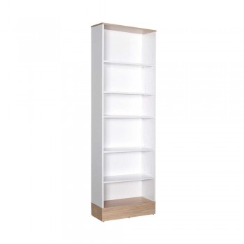 Βιβλιοθήκη μελαμίνης Base Megapap χρώμα oak - λευκό 60x26x197εκ.