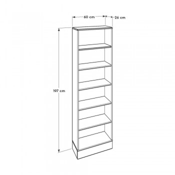 Βιβλιοθήκη μελαμίνης Base Megapap χρώμα oak - λευκό 60x26x197εκ.