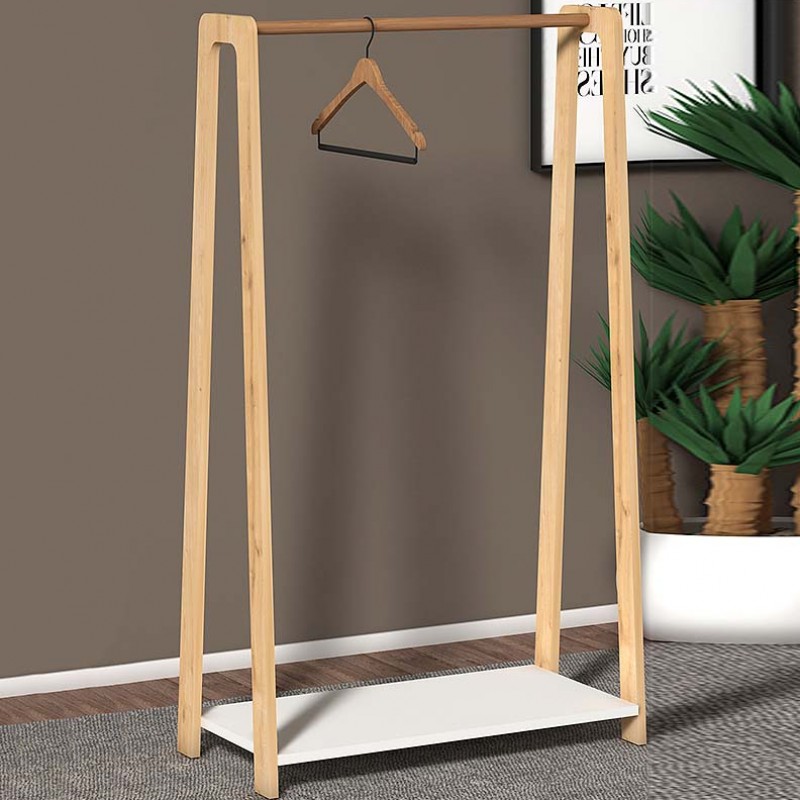 Έπιπλο εισόδου - Κρεμάστρα Como Megapap από μελαμίνη χρώμα λευκό - oak 74x38x138εκ.