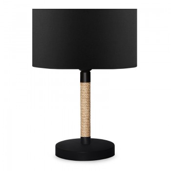 Φωτιστικό επιτραπέζιο Jean Megapap ύφασμα/σχοινί/χρώμιο χρώμα μαύρο/φυσικό 24x13x37εκ.