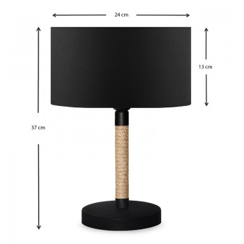 Φωτιστικό επιτραπέζιο Jean Megapap ύφασμα/σχοινί/χρώμιο χρώμα μαύρο/φυσικό 24x13x37εκ.