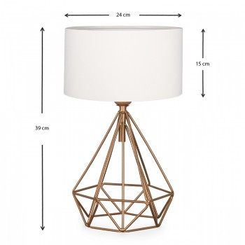 Φωτιστικό επιτραπέζιο Vanstone Megapap ύφασμα/μέταλλο χρωμα κρεμ/χρυσό 24x15x39εκ.