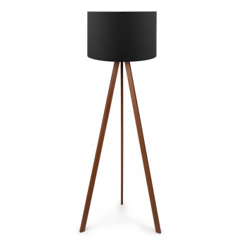 Φωτιστικό δαπέδου Rosling Megapap Mdf/ύφασμα Pvc χρωμα καρυδί/μαύρο 38x21x140εκ.