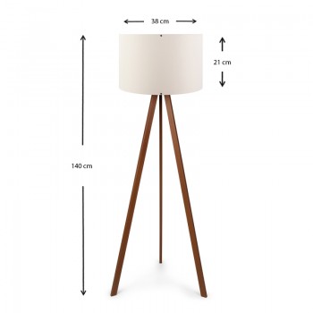 Φωτιστικό δαπέδου Rosling Megapap Mdf/ύφασμα Pvc χρώμα καρυδί/μπεζ 38x21x140εκ.