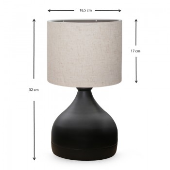 Φωτιστικό επιτραπέζιο Neil Megapap ύφασμα/μέταλλο χρώμα κρεμ/μαύρο 18,5x17x32εκ.