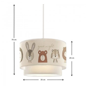 Φωτιστικό οροφής Goofy Megapap υφασμάτινο μονόφωτο με χαριτωμένα ζωάκια 30x20x70εκ.