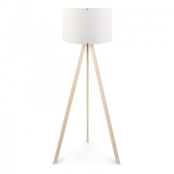 Φωτιστικό δαπέδου Rosling Megapap Mdf/ύφασμα Pvc χρώμα φυσικό/λευκό 38x21x140εκ.