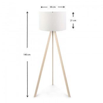 Φωτιστικό δαπέδου Rosling Megapap Mdf/ύφασμα Pvc χρώμα φυσικό/λευκό 38x21x140εκ.