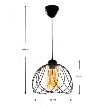 Φωτιστικό οροφής Abilene Megapap E27 μεταλλικό μονόφωτο χρώμα μαύρο 26x26x68εκ.