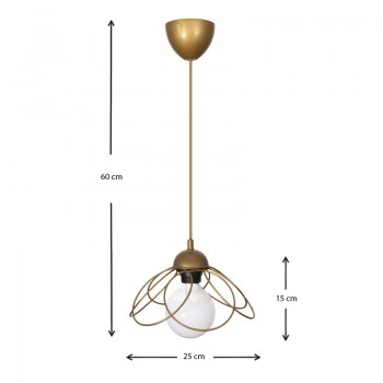 Φωτιστικό οροφής Zufash Megapap E14 μεταλλικό μονόφωτο χρώμα χρυσό 25x25x60εκ.