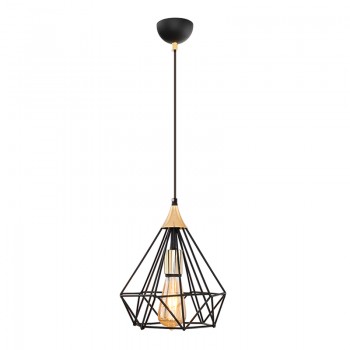 Φωτιστικό οροφής Hideki Megapap E27 μεταλλικό μονόφωτο χρώμα μαύρο 22x22x80εκ.