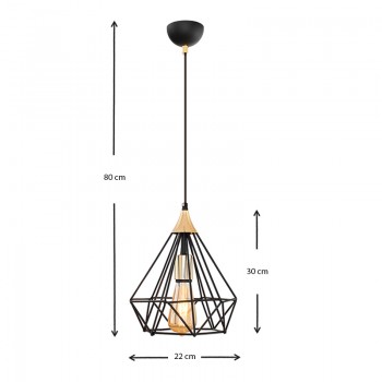 Φωτιστικό οροφής Hideki Megapap E27 μεταλλικό μονόφωτο χρώμα μαύρο 22x22x80εκ.