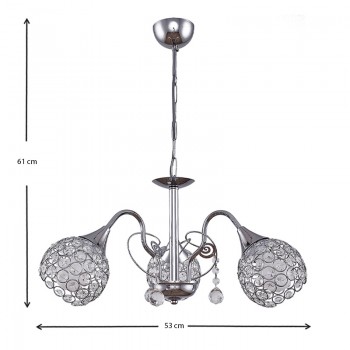 Φωτιστικό οροφής Dagobert Megapap E27 μεταλλικό τρίφωτο χρώμα ασημί 53x53x61εκ.