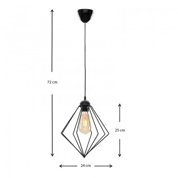 Φωτιστικό οροφής Nura Megapap E27 μεταλλικό μονόφωτο χρώμα μαύρο 24x24x72εκ.