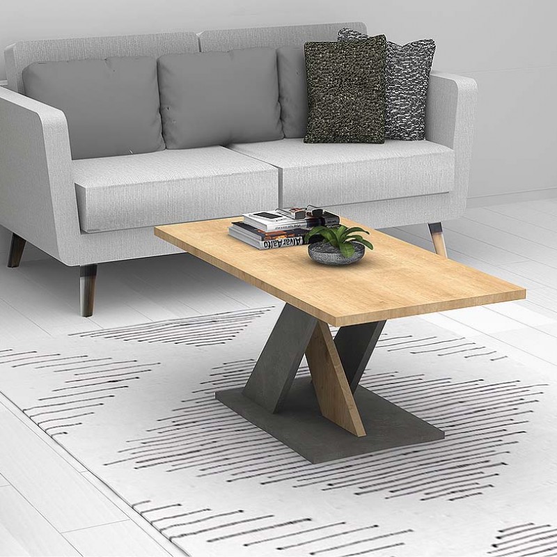 Τραπεζάκι σαλονιού Marcello Megapap μελαμίνης χρώμα sonoma - γκρι σκυροδέματος 110x55x48εκ.