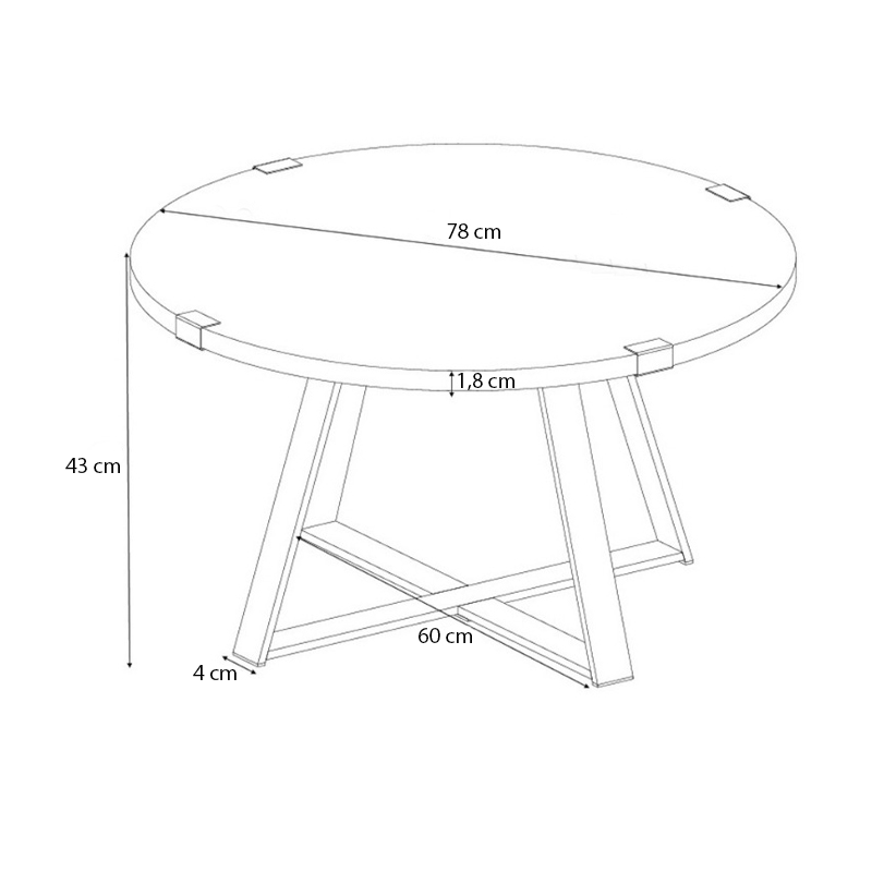 Τραπεζάκι σαλονιού Mauricio Megapap μεταλλικό - μελαμίνης χρώμα sonoma - ανθρακί 78x78x43εκ.