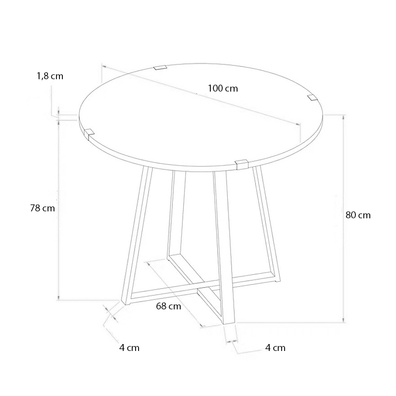 Τραπέζι Rubes Megapap μεταλλικό - μελαμίνης χρώμα γκρι σκυροδέματος 100x100x78εκ.