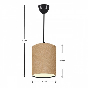 Φωτιστικό οροφής Layla Megapap Ε27 υφασμάτινο μονόφωτο χρώμα μπεζ 19x25x70εκ.