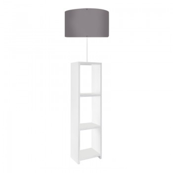 Φωτιστικό δαπέδου Launo Megapap υφασμάτινο Pvc/MDF χρώμα λευκό - γκρι 38x38x150εκ.