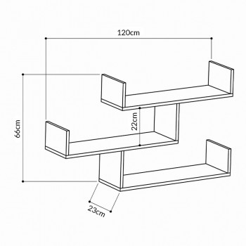 Ραφιέρα τοίχου Tibet Megapap μελαμίνης χρώμα λευκό 119x22x66εκ.
