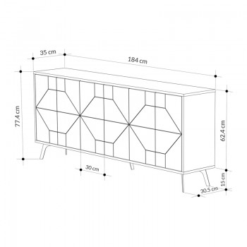 Μπουφές μελαμίνης Dune Megapap χρώμα ανθρακί 184x35x77,4εκ.
