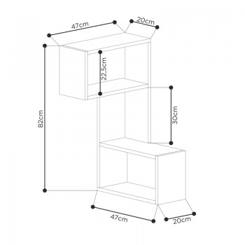 Ραφιέρα τοίχου γωνιακή Part Megapap μελαμίνης χρώμα ανθρακί 47x20x82εκ.