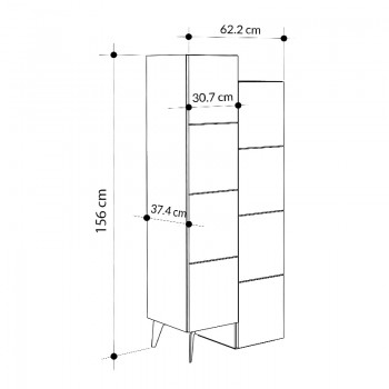 Ντουλάπι κουζίνας/μπάνιου - Παπουτσοθήκη Stair Megapap μελαμίνης χρώμα ανοιχτή μόκα 62,2x37,4x156εκ.