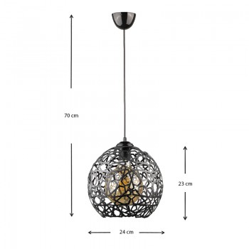 Φωτιστικό οροφής Dominico Megapap E27 μεταλλικό μονόφωτο χρώμα μαύρο 24x24x70εκ.