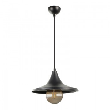 Φωτιστικό οροφής Silia Megapap E27 μεταλλικό μονόφωτο χρώμα μαύρο 27x27x65εκ.