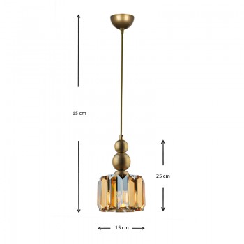 Φωτιστικό οροφής Alaba Megapap E27 μεταλλικό - γυάλινο μονόφωτο χρώμα χρυσό 15x15x65εκ.