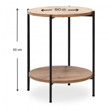 Βοηθητικό τραπεζάκι Argento Megapap μεταλλικό - μελαμίνης χρώμα pine oak 43x43x60εκ.