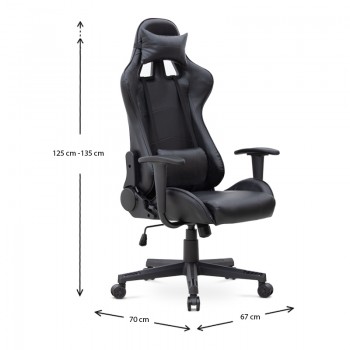 Καρέκλα γραφείου Gaming Alonso Megapap από τεχνόδερμα χρώμα μαύρο 67x70x125/135 εκ.