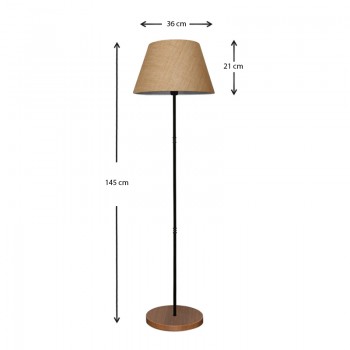 Φωτιστικό δαπέδου Percy Megapap E27 μεταλλικό - υφασμάτινο χρώμα μαύρο - καφέ Φ36x145εκ.