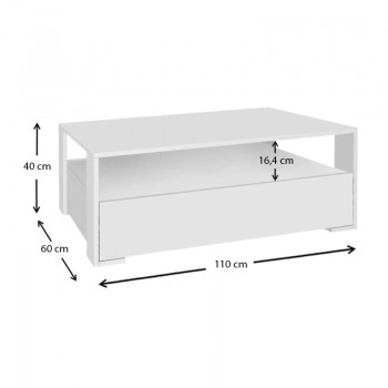 Τραπεζάκι σαλονιού Balina Megapap από μελαμίνη χρώμα λευκό 110x60x40εκ.