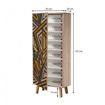 Παπουτσοθήκη - ντουλάπι Soho Megapap από μελαμίνη χρώμα sonoma 50x38x135εκ.