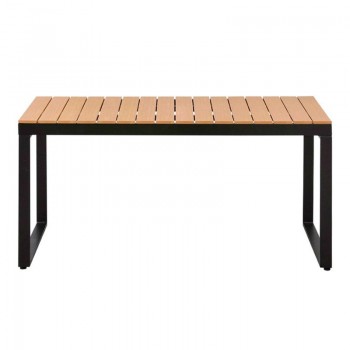 Τραπέζι κήπου Poseidon Megapap μέταλλο - ξύλο χρώμα μαύρο - καρυδί 180x92x75εκ.