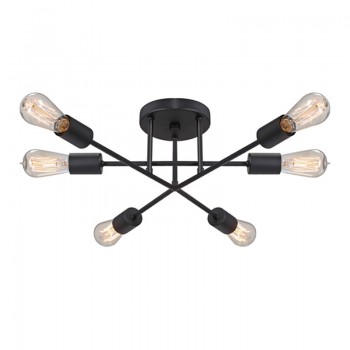 Φωτιστικό οροφής Helga Megapap E27 μεταλλικό εξάφωτο χρώμα μαύρο 50x12x20εκ.