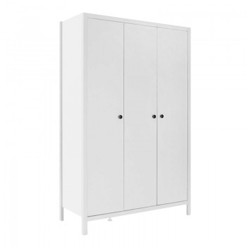 Ντουλάπα ρούχων French Megapap τρίφυλλη χρώμα λευκό 125x54x196εκ.