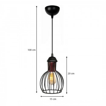 Φωτιστικό οροφής Manolia Megapap E27 μεταλλικό μονόφωτο χρώμα μαύρο Φ15x100εκ.