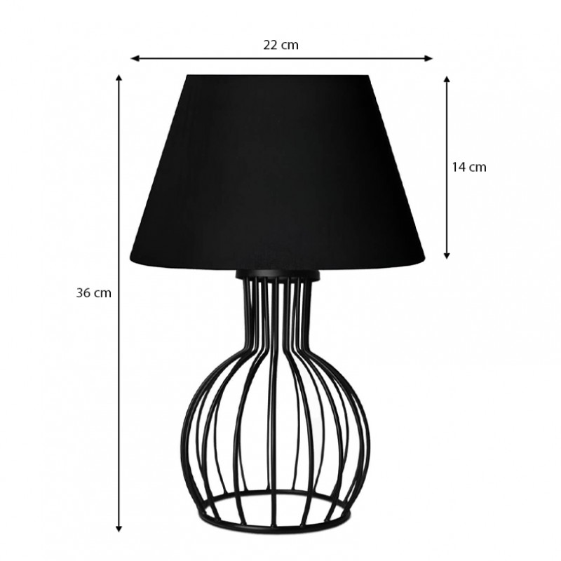 Φωτιστικό επιτραπέζιο Magnolia Megapap E27 υφασμάτινο - μεταλλικό χρώμα μαύρο Φ22x36εκ.