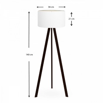Φωτιστικό δαπέδου Rosling Megapap Mdf/ύφασμα Pvc χρώμα μαύρο - λευκό 38x38x140εκ.