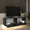 Έπιπλο τηλεόρασης επιτοίχιο Morel Megapap με LED χρώμα μαύρο 140x41,8x40εκ.