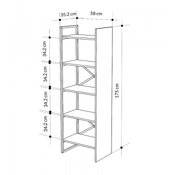 Βιβλιοθήκη Detroit Megapap χρώμα sapphire oak - silky black 58x35,2x175εκ.