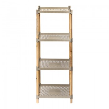 Ραφιέρα δαπέδου πλαστική - ξύλινη χρώμα φυσικό - μπεζ 45x38x112εκ.