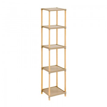 Ραφιέρα δαπέδου πλαστική - ξύλινη χρώμα φυσικό - μπεζ 28x25x137εκ.