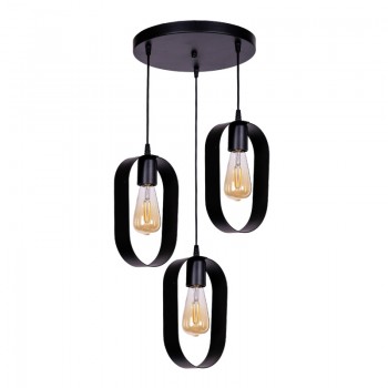 Φωτιστικό οροφής Mordo Megapap E27 μεταλλικό τρίφωτο χρώμα μαύρο 40x40x70εκ.