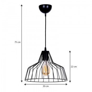 Φωτιστικό οροφής Arezzo Megapap E27 μεταλλικό μονόφωτο χρώμα μαύρο Ø30x75εκ.