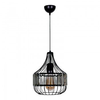 Φωτιστικό οροφής Merlin Megapap E27 μεταλλικό - γυάλινο μονόφωτο χρώμα μαύρο Ø28x80εκ.