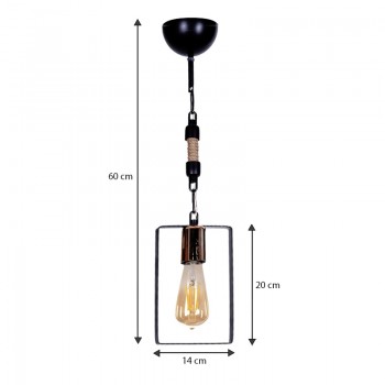 Φωτιστικό οροφής Pembe Megapap E27 μεταλλικό μονόφωτο χρώμα μαύρο 14x6x60εκ.