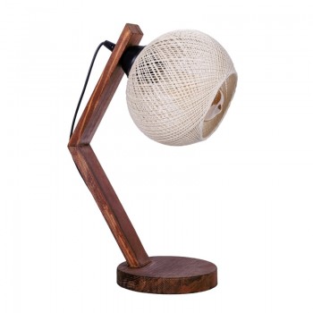 Φωτιστικό επιτραπέζιο Rope Megapap E27 ξύλινο - σχοινί χρώμα μπεζ - καρυδί Ø17x40εκ.